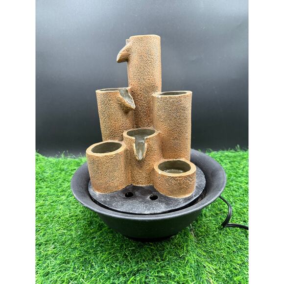 Alpine Corporation 11" Indoor Tiered Column Tabletop Fountain – Brown - Picture 5 of 8